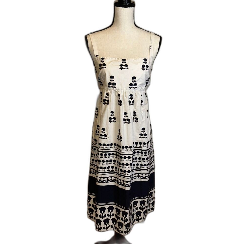 🟢 Tex for Max Azria White Sundress with Blue Tulip Print Sz. L